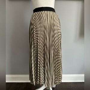 Maje Elegant Black and Cream Striped Skirt